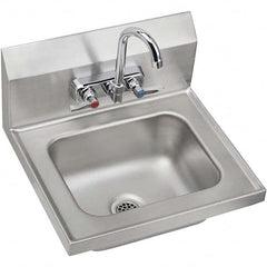 ELKAY - Stainless Steel Sinks Type: Hand Sink Wall Mount w/Manual Faucet Outside Length: 16-3/4 (Inch) - Exact Industrial Supply