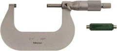 Mitutoyo - 2 to 3" Range, 0.0001" Graduation, Mechanical Outside Micrometer - Ratchet Stop Thimble, 1.1" Throat Depth, Accurate to 0.0001" - Exact Industrial Supply