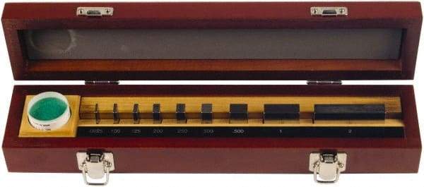 Mitutoyo - 9 Piece, 1/16 to 2", Grade AS-1, Steel Gage Block Set - Rectangular - Exact Industrial Supply