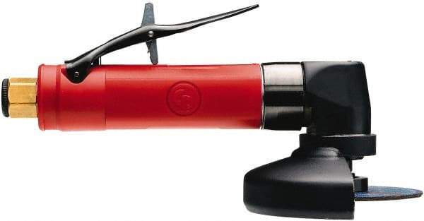 Chicago Pneumatic - 4" Wheel Diam, 13,500 RPM, Pneumatic Angle & Disc Grinder - 3/8-24 Spindle, 17.6 CFM, Rear Exhaust - Exact Industrial Supply