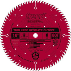 Freud - 10" Diam, 5/8" Arbor Hole Diam, 80 Tooth Wet & Dry Cut Saw Blade - Carbide-Tipped, Standard Round Arbor - Exact Industrial Supply