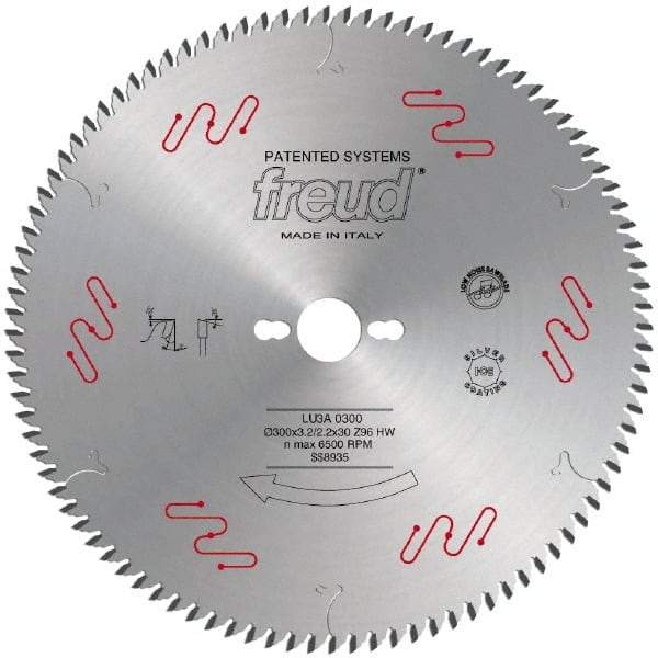 Freud - 300mm Diam, 1" Arbor Hole Diam, 96 Tooth Wet & Dry Cut Saw Blade - Carbide-Tipped, Standard Round Arbor - Exact Industrial Supply