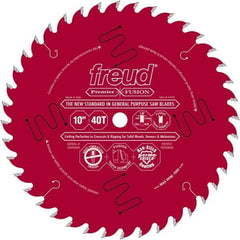 Freud - 10" Diam, 5/8" Arbor Hole Diam, 40 Tooth Wet & Dry Cut Saw Blade - Carbide-Tipped, Standard Round Arbor - Exact Industrial Supply