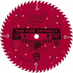 Freud - 10" Diam, 5/8" Arbor Hole Diam, 60 Tooth Wet & Dry Cut Saw Blade - Carbide-Tipped, Standard Round Arbor - Exact Industrial Supply