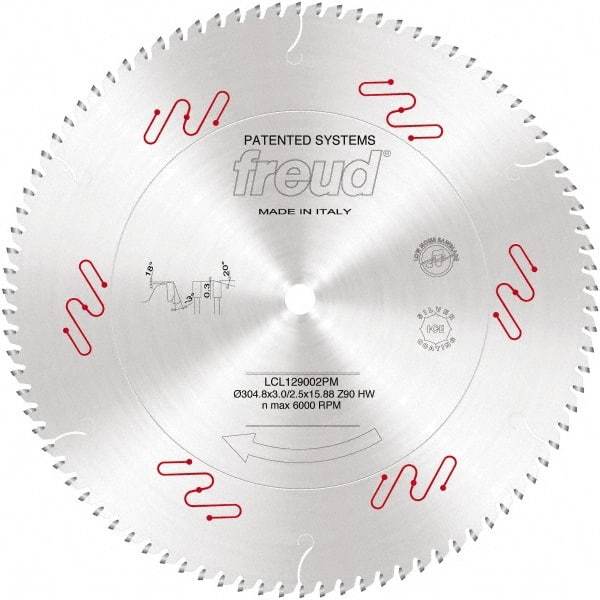 Freud - 305mm Diam, 3-1/8" Arbor Hole Diam, 36 Tooth Wet & Dry Cut Saw Blade - Carbide-Tipped, Standard Round Arbor - Exact Industrial Supply