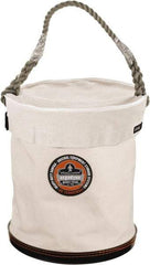 Ergodyne - 1 Pocket White Canvas Bucket Tool Organizer - 12-1/2" Wide x 12-1/2" Deep x 15" High - Exact Industrial Supply
