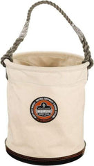 Ergodyne - 1 Pocket White Canvas Bucket Tool Organizer - 12-1/2" Wide x 12-1/2" Deep x 15" High - Exact Industrial Supply