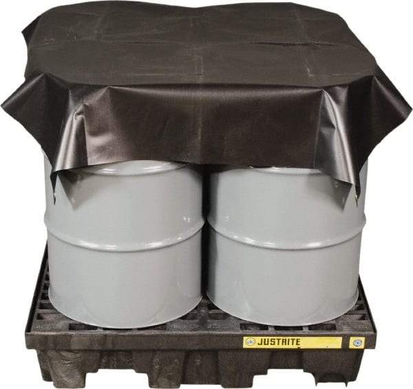 Justrite - 240" Long x 120" Wide Vinyl Tarp & Dust Cover - Black, Grommet - Exact Industrial Supply