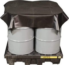 Justrite - 240" Long x 120" Wide Vinyl Tarp & Dust Cover - Black, Grommet - Exact Industrial Supply