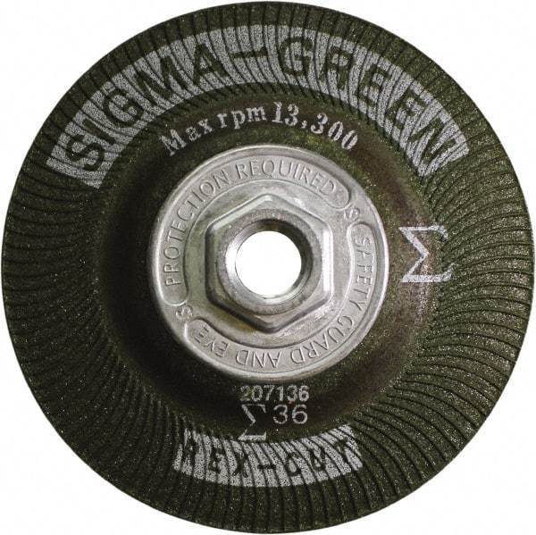 Rex Cut Product - 36 Grit, 4-1/2" Wheel Diam, Type 27 Depressed Center Wheel - Zirconia Alumina/Aluminum Oxide Blend - Exact Industrial Supply