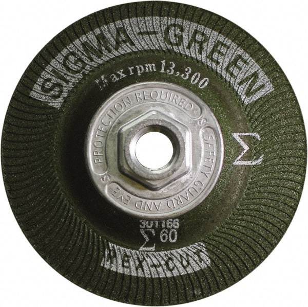 Rex Cut Product - 60 Grit, 4-1/2" Wheel Diam, Type 27 Depressed Center Wheel - Zirconia Alumina/Aluminum Oxide Blend - Exact Industrial Supply