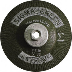 Rex Cut Product - 36 Grit, 4" Wheel Diam, Type 27 Depressed Center Wheel - Zirconia Alumina/Aluminum Oxide Blend - Exact Industrial Supply
