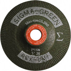 Rex Cut Product - 36 Grit, 4" Wheel Diam, 5/8" Arbor Hole, Type 27 Depressed Center Wheel - Zirconia Alumina/Aluminum Oxide Blend - Exact Industrial Supply