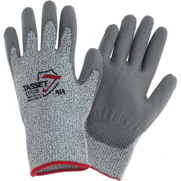 Cut & Abrasion-Resistant Gloves: Size S, ANSI Cut A3, Polyurethane, Kevlar & Dyneema Salt & Pepper, Palm & Fingertips Coated, ANSI Abrasion 3