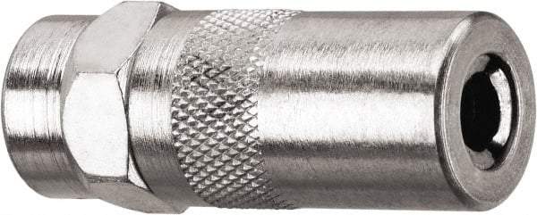 DeWALT - 10,000 Operating psi, 2" Long, 1/8 Thread, Nickel Plated Brass Fixed Grease Gun Coupler - NPT Thread, 10,000 psi Burst Pressure, Silver - Exact Industrial Supply