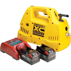 Enerpac - Power Hydraulic Pumps & Jacks; Type: Hydraulic ; Pressure Rating (psi): 10000 ; Oil Capacity: 61 cu. in. ; Used With Cylinder(s): Single Acting ; Cylinder Operating Function: Advance, Hold and Retract - Exact Industrial Supply