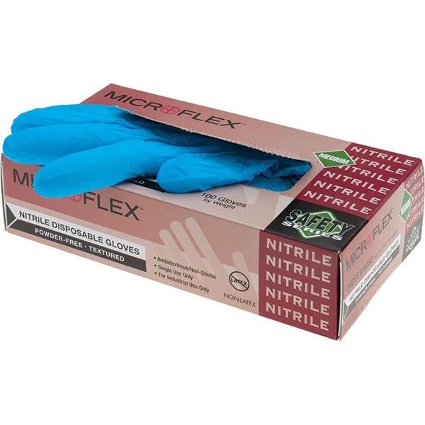 Disposable Gloves: Nitrile Blue, 9-1/2″ Length, Fully Textured