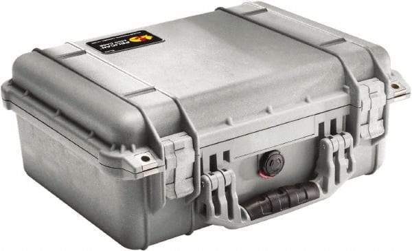 Pelican Products, Inc. - 13" Wide x 6-53/64" High, Clamshell Hard Case - Silver, Polyethylene - Exact Industrial Supply
