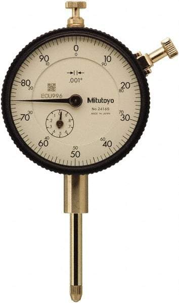 Mitutoyo - 1" Range, 0-100 Dial Reading, 0.001" Graduation Dial Drop Indicator - 57mm Dial, 0.1" Range per Revolution, 0.002" Accuracy, Includes NIST Traceability Certification - Exact Industrial Supply