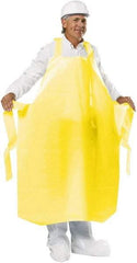 PolyConversions - 35" Wide x 55" Long x 8 mil Thick Chemical Resistant Bib Apron - Polyolefin, Yellow, Waterproof, Resists Chemicals, Fats, Oils, Dry Particles, Liquid Splashes - Exact Industrial Supply