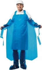 PolyConversions - 35" Wide x 55" Long x 8 mil Thick Chemical Resistant Bib Apron - Polyolefin, Blue, Waterproof, Resists Chemicals, Fats, Oils, Dry Particles, Liquid Splashes - Exact Industrial Supply