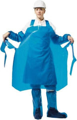 PolyConversions - 35" Wide x 55" Long x 4 mil Thick Chemical Resistant Bib Apron - Polyolefin, Blue, Waterproof, Resists Chemicals, Fats, Oils, Dry Particles, Liquid Splashes - Exact Industrial Supply