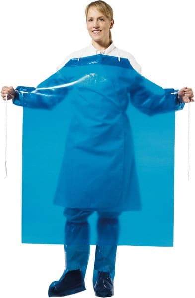 PolyConversions - 35" Wide x 45" Long x 8 mil Thick Chemical Resistant Bib Apron - Polyolefin, Blue, Waterproof, Resists Chemicals, Fats, Oils, Dry Particles, Liquid Splashes - Exact Industrial Supply