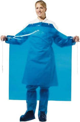 PolyConversions - 35" Wide x 45" Long x 4 mil Thick Chemical Resistant Bib Apron - Polyolefin, Blue, Waterproof, Resists Chemicals, Fats, Oils, Dry Particles, Liquid Splashes - Exact Industrial Supply