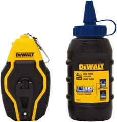 DeWALT - 30' Long Reel & Chalk Set - Blue, Includes 4 oz Blue Chalk - Exact Industrial Supply