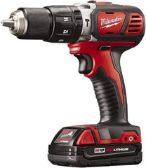 Milwaukee Tool - 18 Volt 1/2" Keyless Chuck Cordless Hammer Drill - 0 to 28,800 BPM, 0 to 1,800 RPM, Reversible - Exact Industrial Supply