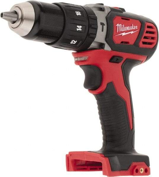 Milwaukee Tool - 18 Volt 1/2" Keyless Chuck Cordless Hammer Drill - 0 to 28,800 BPM, 0 to 1,800 RPM, Reversible - Exact Industrial Supply