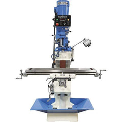 Summit - 9" Table Width x 49" Table Length, Electronic Variable Speed Control, 3 Phase Knee Milling Machine - R8 Spindle Taper, 3 hp - Exact Industrial Supply