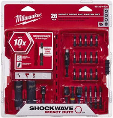Milwaukee Tool - 26 Piece, Screwdriver Power Bit Set - #1 to #3 Phillips, 1/4 to 9/16" Hex, T20 to T30 Torx - Exact Industrial Supply