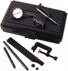 TESA Brown & Sharpe - 8 Piece, 0mm to 0.2mm Measuring Range, 38mm Dial Diam, 0-100 Dial Reading, White Dial Test Indicator Kit - 12.7mm Contact Point Length, 0.001mm Dial Graduation - Exact Industrial Supply