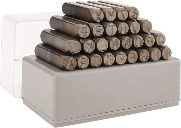 C.H. Hanson - 27 Piece, 3/8" Character Steel Stamp Set - Letters, Standard - Exact Industrial Supply
