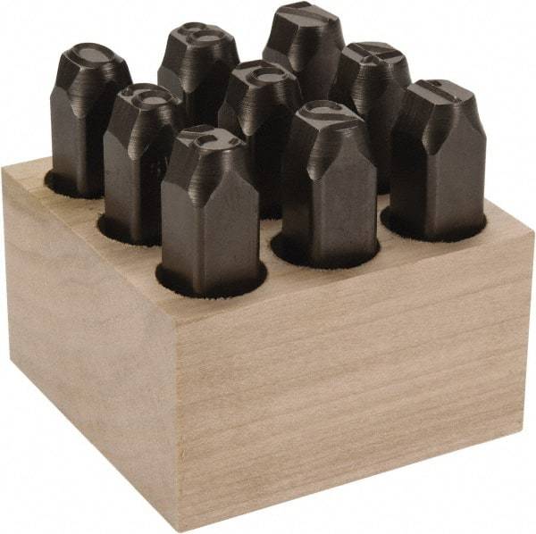 C.H. Hanson - 9 Piece, 1/2" Character Steel Stamp Set - Figures, Standard - Exact Industrial Supply