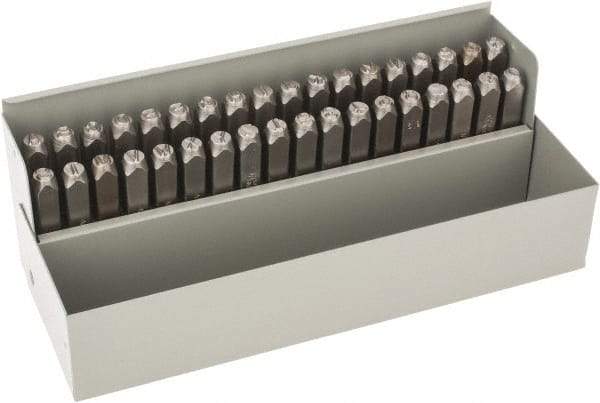 C.H. Hanson - 36 Piece, 1/4" Character Steel Stamp Set - Letters & Figures, Standard - Exact Industrial Supply