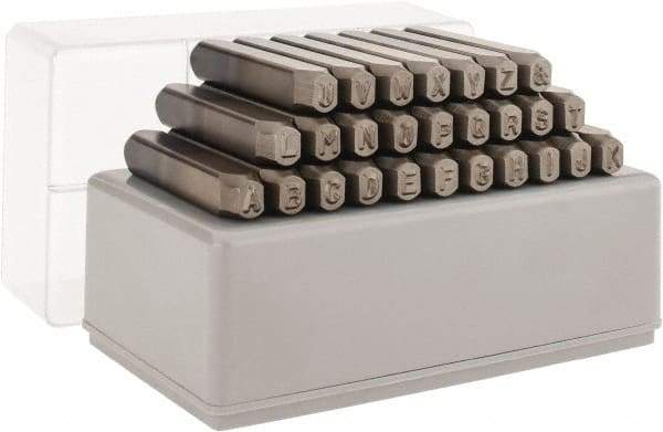 C.H. Hanson - 27 Piece, 3/16" Character Steel Stamp Set - Letters, Reverse - Exact Industrial Supply