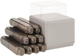 C.H. Hanson - 9 Piece, 1/4" Character Steel Stamp Set - Figures, Reverse - Exact Industrial Supply