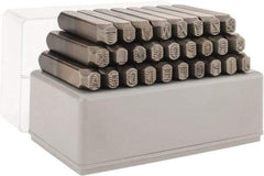 C.H. Hanson - 27 Piece, 1/4" Character Steel Stamp Set - Letters, Low Stress Round Face Dot - Exact Industrial Supply