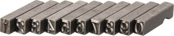 C.H. Hanson - 10 Piece, 3/16 Inch Character, Steel Type Set - 10 Character Capacity, 0-9 Content - Exact Industrial Supply