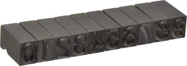 C.H. Hanson - 10 Piece, 3/8 Inch Character, Steel Type Set - No Character Capacity, 0-9 Content - Exact Industrial Supply