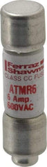 Ferraz Shawmut - 600 VAC/VDC, 6 Amp, Fast-Acting General Purpose Fuse - Clip Mount, 1-1/2" OAL, 100 at DC, 200 at AC kA Rating, 13/32" Diam - Exact Industrial Supply