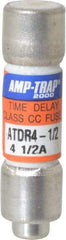 Ferraz Shawmut - 300 VDC, 600 VAC, 4.5 Amp, Time Delay General Purpose Fuse - Clip Mount, 1-1/2" OAL, 100 at DC, 200 at AC kA Rating, 13/32" Diam - Exact Industrial Supply