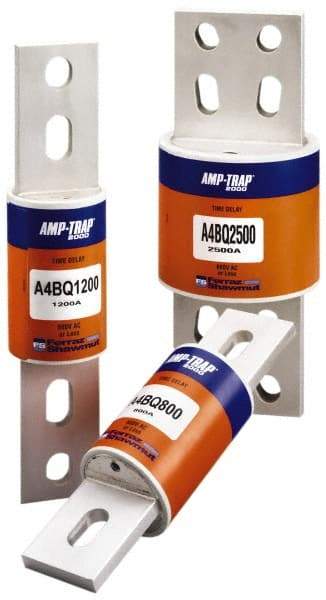 Ferraz Shawmut - 500 VDC, 600 VAC, 1200 Amp, Time Delay General Purpose Fuse - Bolt-on Mount, 10-3/4" OAL, 100 at DC, 200 at AC, 300 (Self-Certified) kA Rating, 2-1/2" Diam - Exact Industrial Supply