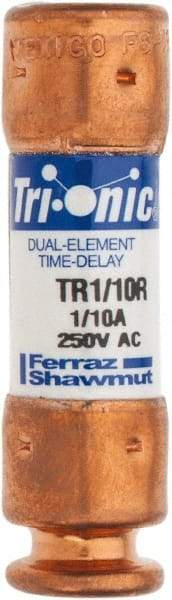 Ferraz Shawmut - 250 VAC/VDC, 0.1 Amp, Time Delay General Purpose Fuse - Clip Mount, 50.8mm OAL, 20 at DC, 200 at AC kA Rating, 9/16" Diam - Exact Industrial Supply