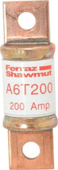 Ferraz Shawmut - 300 VDC, 600 VAC, 200 Amp, Fast-Acting General Purpose Fuse - Bolt-on Mount, 3-1/4" OAL, 100 at DC, 200 at AC kA Rating, 1-1/16" Diam - Exact Industrial Supply