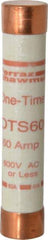 Ferraz Shawmut - 300 VDC, 600 VAC, 60 Amp, Fast-Acting General Purpose Fuse - Clip Mount, 5-1/2" OAL, 20 at DC, 50 at AC kA Rating, 1-1/16" Diam - Exact Industrial Supply