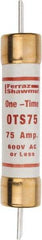 Ferraz Shawmut - 300 VDC, 600 VAC, 75 Amp, Fast-Acting General Purpose Fuse - Clip Mount, 7-7/8" OAL, 20 at DC, 50 at AC kA Rating, 1-5/16" Diam - Exact Industrial Supply