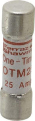 Ferraz Shawmut - 250 VAC, 25 Amp, Fast-Acting General Purpose Fuse - Clip Mount, 1-1/2" OAL, 10 at AC kA Rating, 13/32" Diam - Exact Industrial Supply